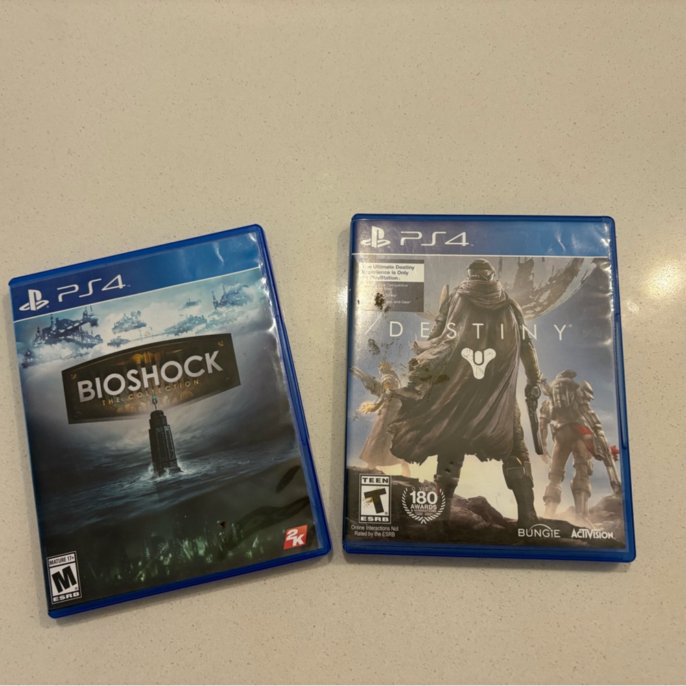 PS4 BioShock and Destiny Video Game Bundle - Blue Cases